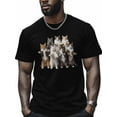 thumbnail image 1 of Seven Kittens Men's T Shirts Standing Cat T-Shirt for Men Animal Crew Neck Tees Cotton Tops, Black, S, 1 of 7