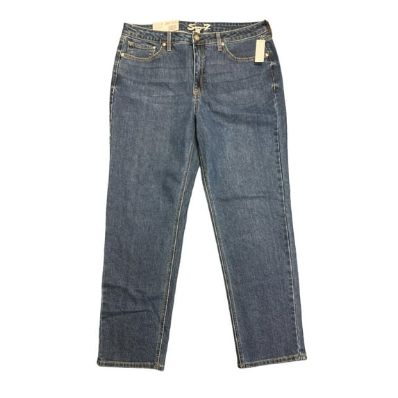 Seven Ladies Vintage-Inspired Flattering High Rise Slim Straight Jean (Birch, 12)