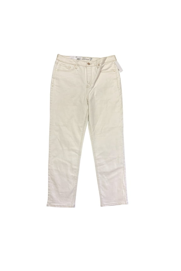 Ladies Vintage-Inspired Flattering High Rise Slim Straight Jean (Bone, 14)