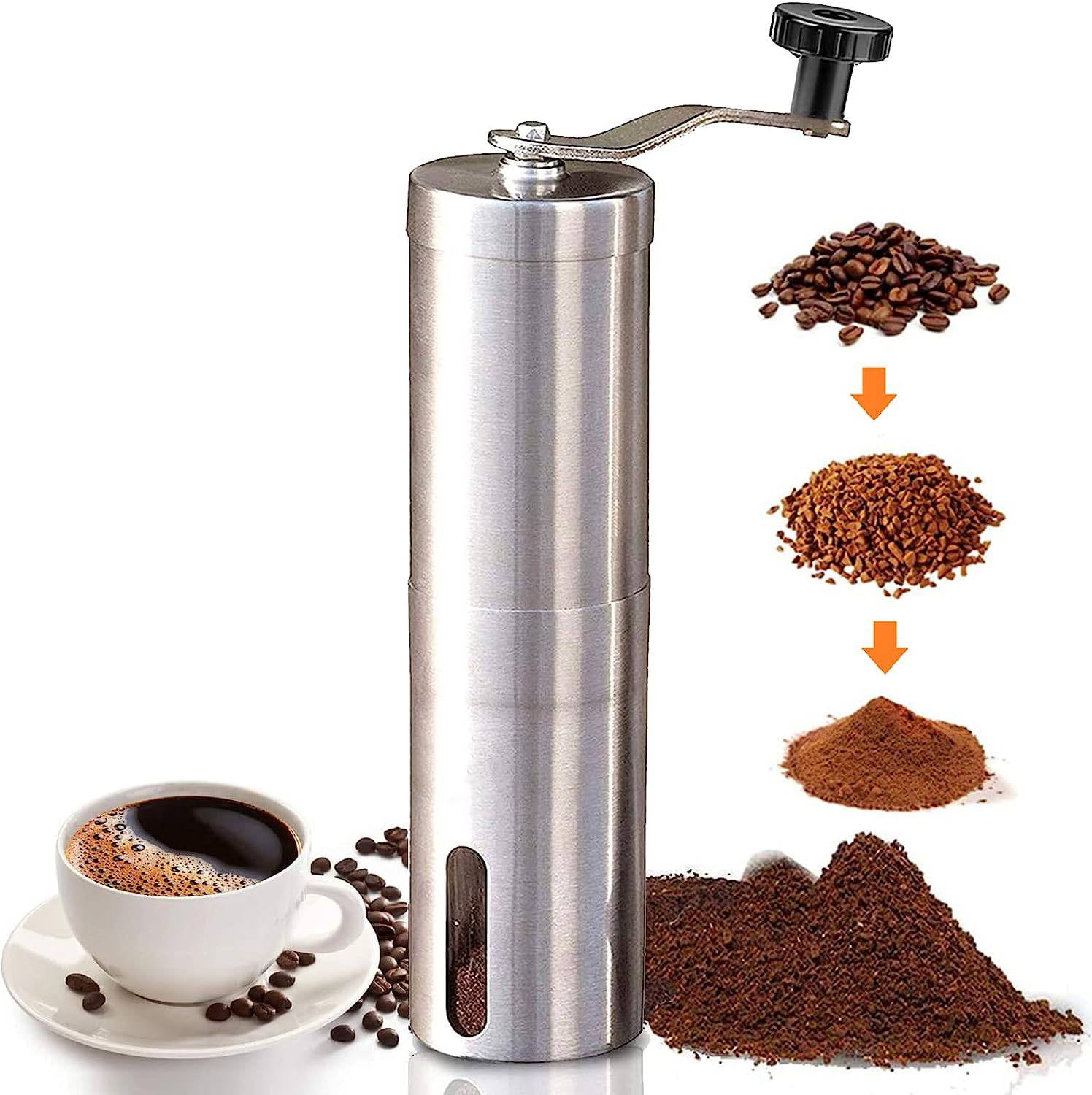 Seven Lady Manual Coffee Grinder with Ceramic Burr, Portable Manual Coffee Bean Grinder