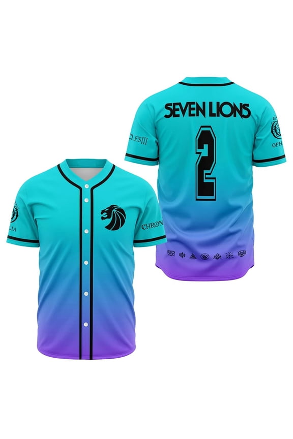Seven Lions 2 Baseball Jersey Men/Women Casual Thin button Baseball uniform Oil Slick Custom Short Sleeves Baseball Jersey