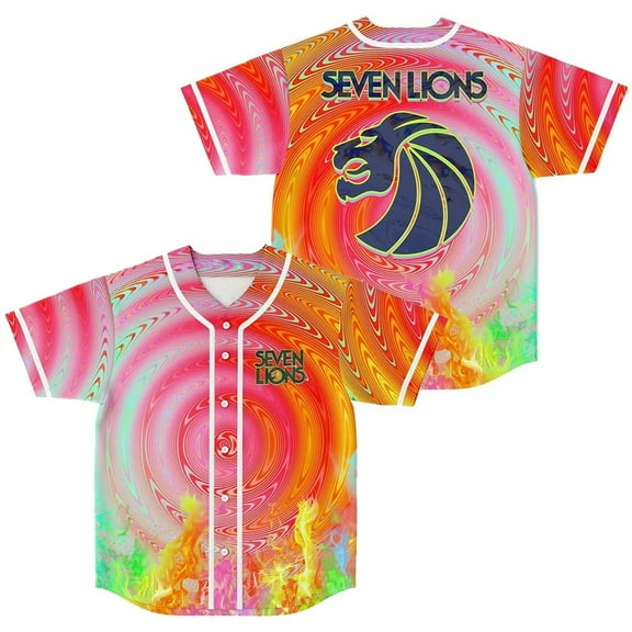 Seven Lions Geometric color Baseball Jersey Men/Women Casual Thin button Baseball uniform Oil Slick Custom Short Sleeves Jersey