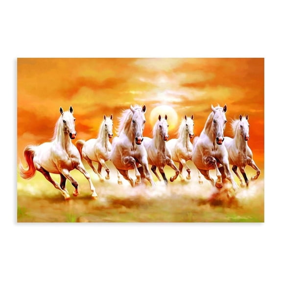 Seven Lucky Running Wild Horses Art Animal Posters 2 Canvas Bedroom Decor Sports Landscape Office Room Decor Gift