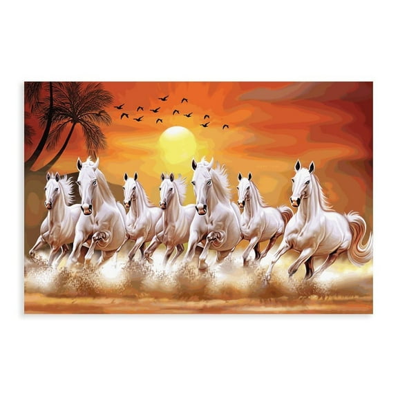 Seven Lucky Running Wild Horses Art Animal Posters 2 Canvas Poster Bedroom Decor Sports Landscape Office Room Decor Gift