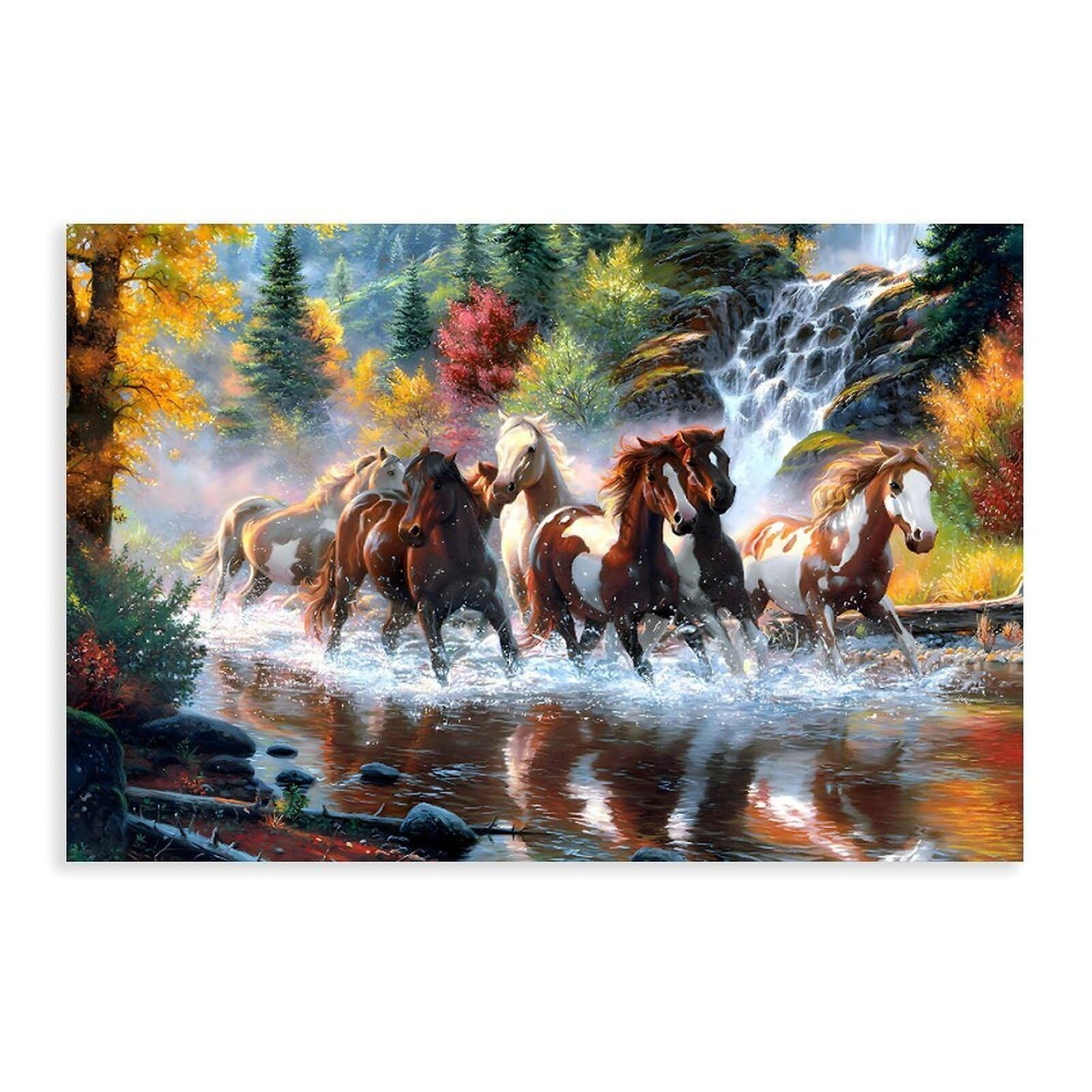 Seven Lucky Running Wild Horses Wall Art Animal Poster 8 Canvas Poster ...