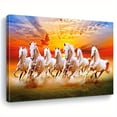 thumbnail image 1 of Seven Lucky Wild Horses Canvas Art Print - Vibrant Sunset Scene with Golden Light, Modern Wall Decor for Bedroom, Living Room, and Corridor - Perfect Winter Home Accent and Gift Idea, 1 of 10