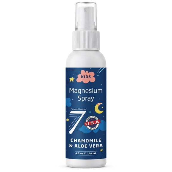 Seven Minerals Kids Magnesium Spray - Calming Bedtime Routine Support 4 fl oz