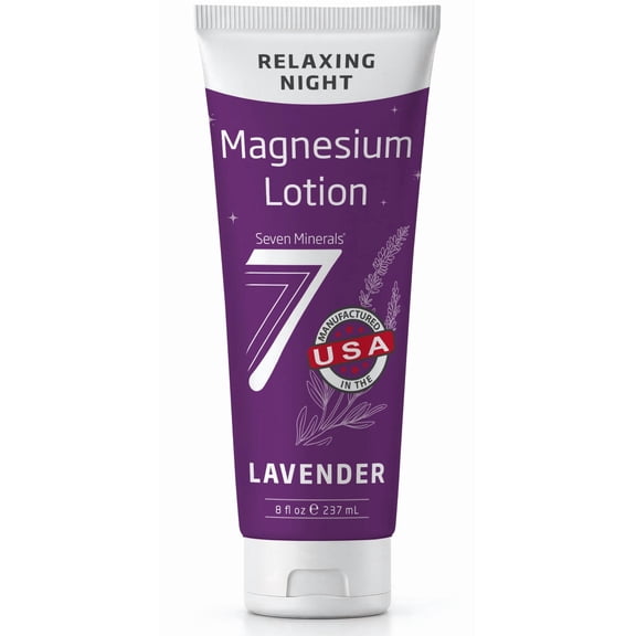 Seven Minerals Magnesium Lotion for Sleep - Lavender Relaxing Night Blend 8 fl oz tube