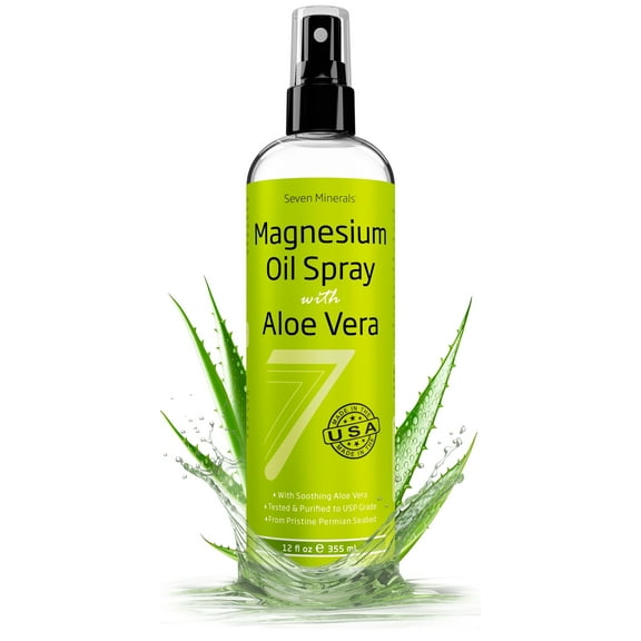 Seven Minerals Magnesium Oil Spray with Aloe Vera Less Itching, 12 fl oz