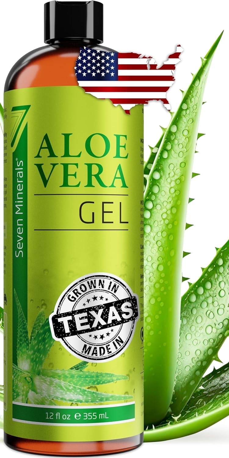 Seven Minerals Organic Aloe Vera Gel with 100% Freshly Cut Aloe Plant Big 12 fl oz