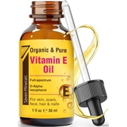 Seven Minerals Ultra Pure Vitamin E Oil - Full-Spectrum D-Alpha Tocopherol, Organic, 1 Fl Oz - For Skin, Face, Hair & Scars