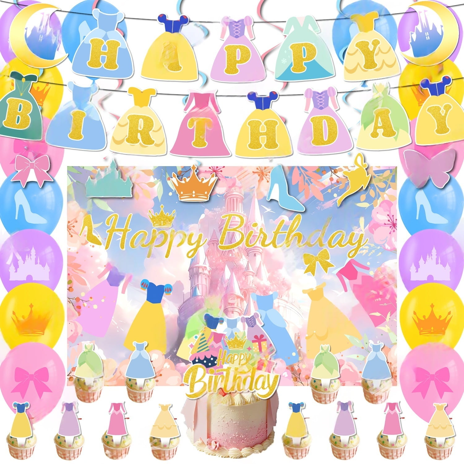 Seven Princesses Birthday Party Supplies, Princesses Party Decorations ...