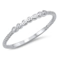 thumbnail image 1 of Seven Round Cubic Zirconia Stones Lined Up Rope Ring Sterling Silver 925, 1 of 3