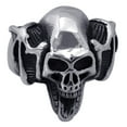 thumbnail image 1 of Seven Seas Pirates Skull Steel Black Enameled Ring, 1 of 3