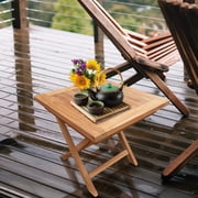 Seven Seas Teak Outdoor Patio Folding End Table, A-Grade Teak Wood