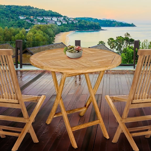 Seven Seas Teak Sanibel Outdoor Patio Folding Dining Table, A-Grade Teak Wood