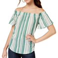 thumbnail image 1 of Seven Sisters Womens Decorative Buttons Off The Shoulder Blouse, 1 of 1