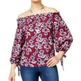 thumbnail image 1 of Seven Sisters Womens Printed Knit Blouse, Purple, Juniors, Medium, 1 of 1