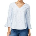 thumbnail image 1 of Seven Sisters Womens Ruffle-Sleeve Knit Blouse, Blue, X-Small, 1 of 1