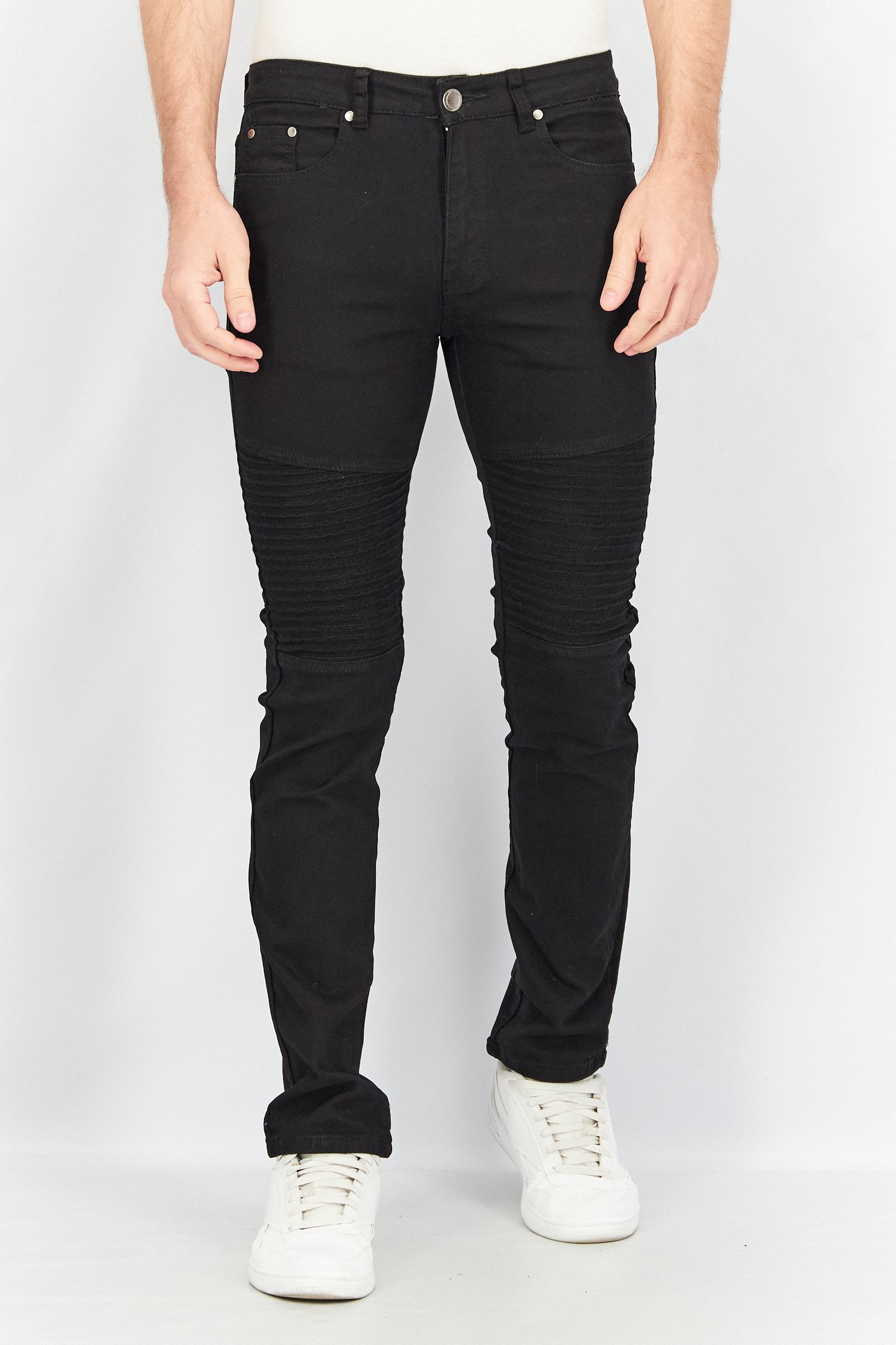 Seven Souls Men Slim Fit Plain Stretchable Jeans, Black - Main Image