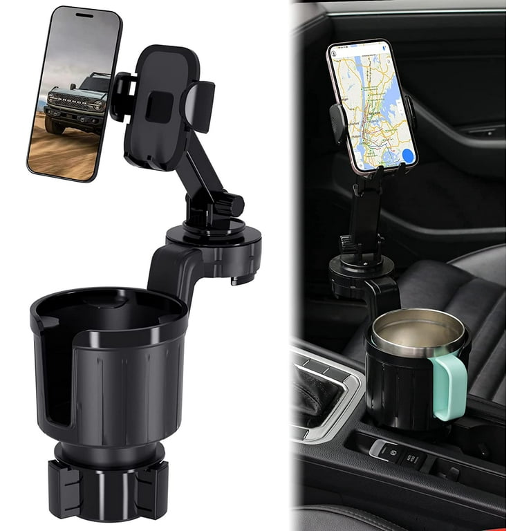 Seven Sparta 2-in-1 Car Cup Holder Phone Mount with 360° Rotation  Adjustable Base，Compatible with iPhone, Samsung & All Smartphones 