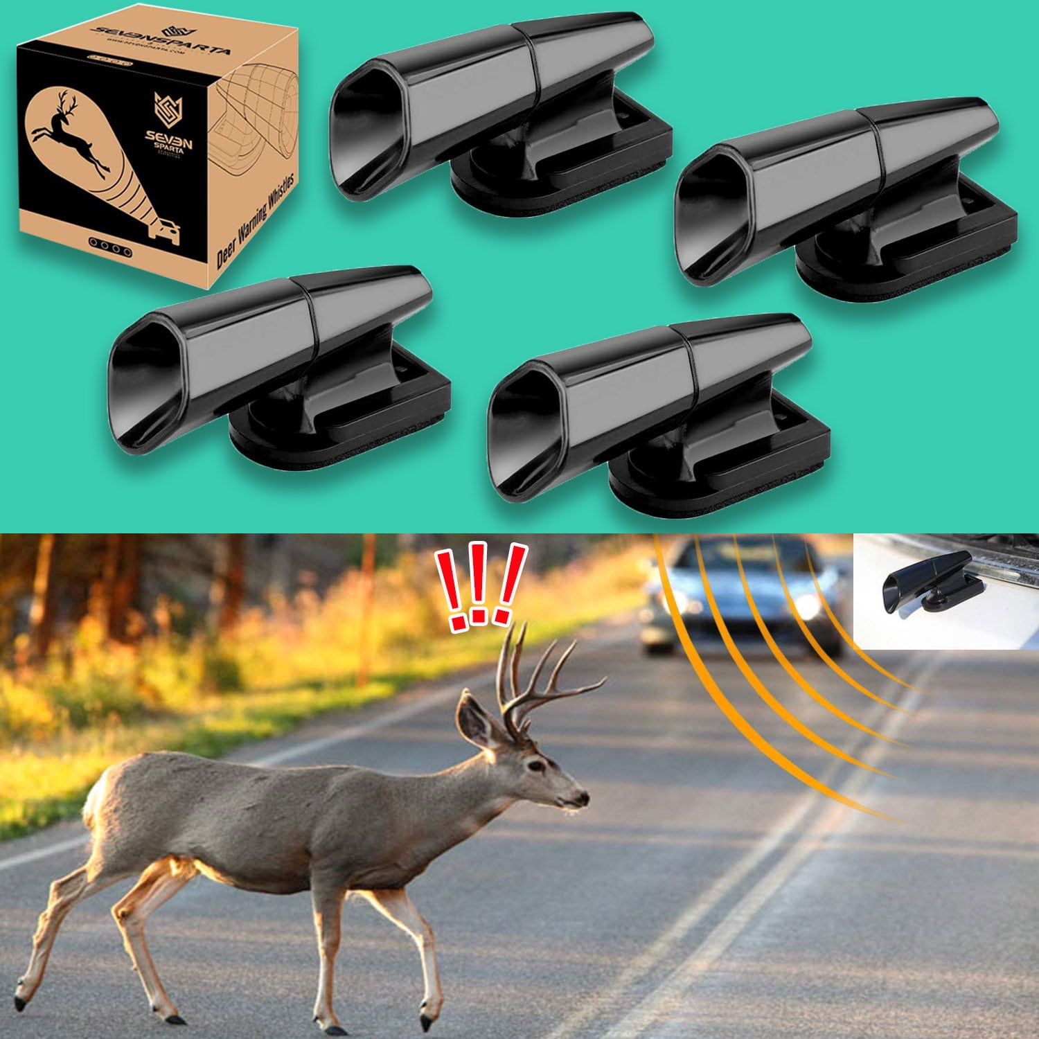 2PCS Ultrasonic Whistles Safety Sound Alarm Black Car Deer Animal Alert  Warning