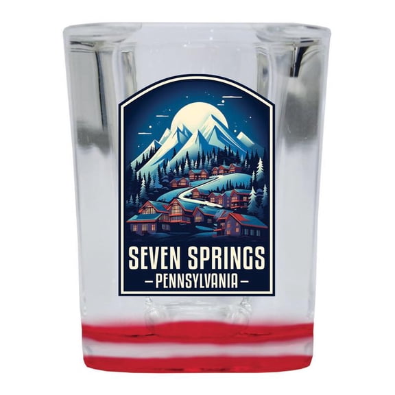 Seven Springs Pennsylvania Design A Souvenir 2 oz Square Shot Glass Red