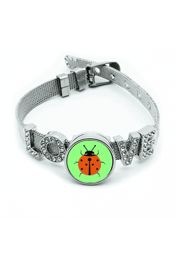 Seven Star Ladybug Animated Pest Insect Bracelet Wristband Crystal Love Adjustable Bangle