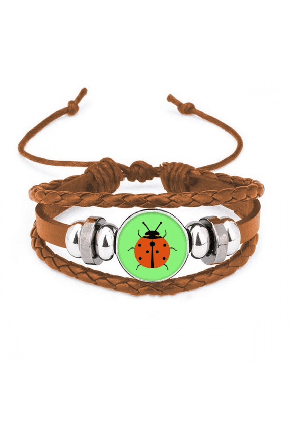Seven Star Ladybug Animated Pest Insect Bracelet Wristband Leather Jewelry Ornament