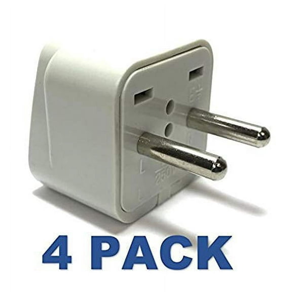 Seven Star Universal Travel Plug Adapters For Europe & Asia (4 Pack, For Europe & Asia - 2 Round Pins - Type C)