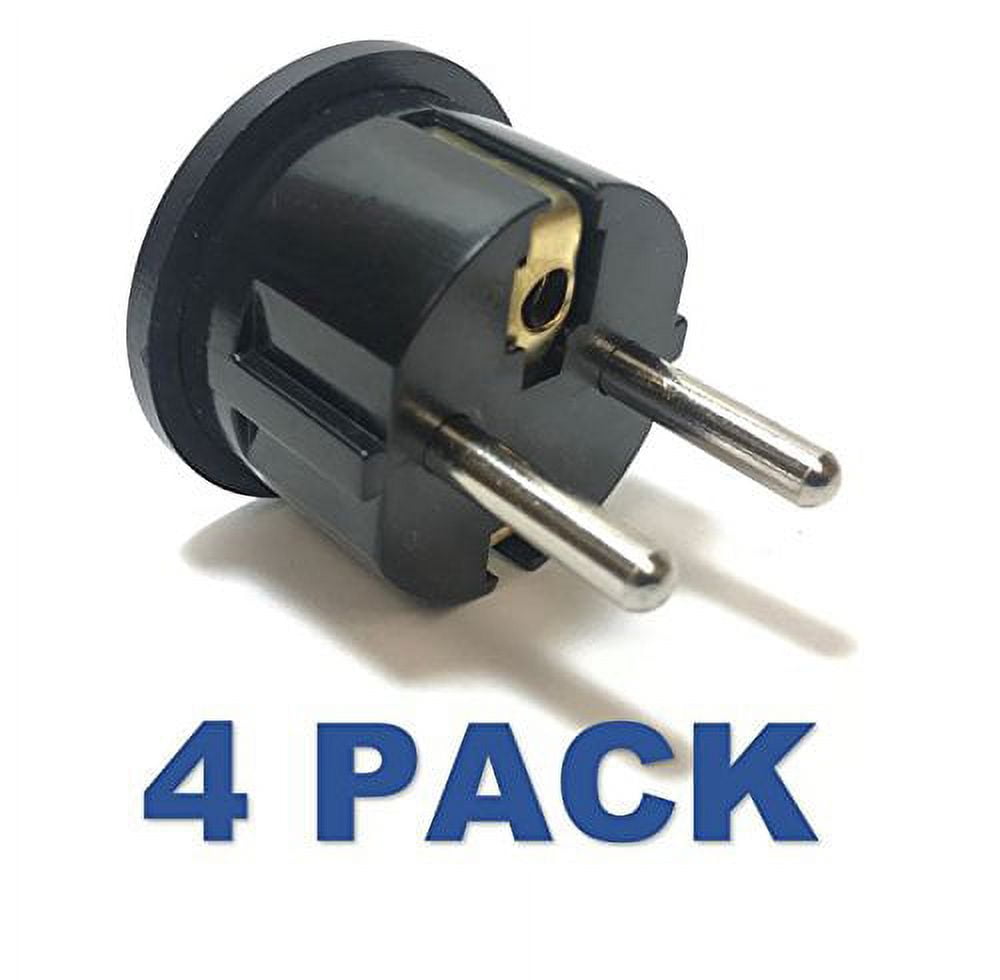 Seven Star Universal Travel Plug Adapters For Europe Black Multi-packs (4 Pack, USA to European - 2 Round Pins - Type E/F, Black)