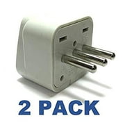 Seven Star Universal Travel Plug Adapters For Italy 2 Pack, Universal to Italian Style - 3 Round Pins - Type L