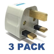 Seven Star Universal Travel Plug Adapters For UK, Ireland UAE Multi-packs 3 Pack, For UK, Ireland & UAE - 3 Pins - Type G, White