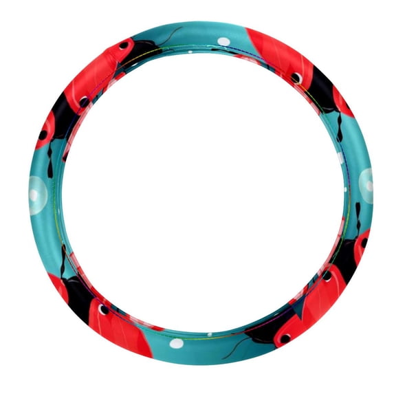 Seven Starred Iadybird 14.5 Inch Printing PVC Leather Auto Accessories Car Wheel Cover Steering Wheel Covers Car Wheel Covers
