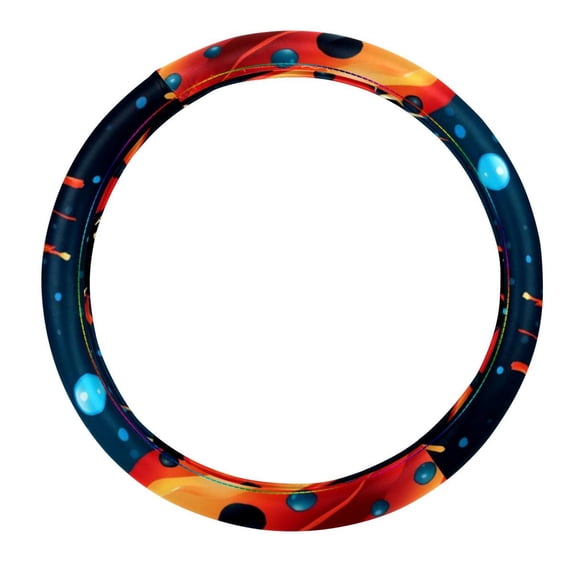Seven Starred Iadybird 14.5 Inch Printing PVC Leather Car Wheel Cover Steering Wheel Covers Auto Accessories