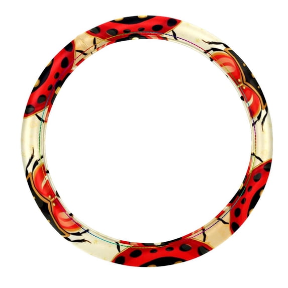 Seven Starred Iadybird 14.5 Inch Printing PVC Leather Car Wheel Covers Steering Wheel Covers - Auto Accessories