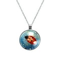thumbnail image 1 of Seven Starred Iadybird Elegant Glass Circular Pendant Necklace - Stylish and Trendy Jewelry for Women, 1 of 5
