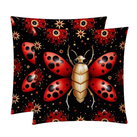 Seven Starred Iadybird Luxurious Velvet Decorative Throw Pillow Covers - Set of 2, Unique Patterns, Available in 16x16, 18x18, and 20x20 Inches for Various Occasions