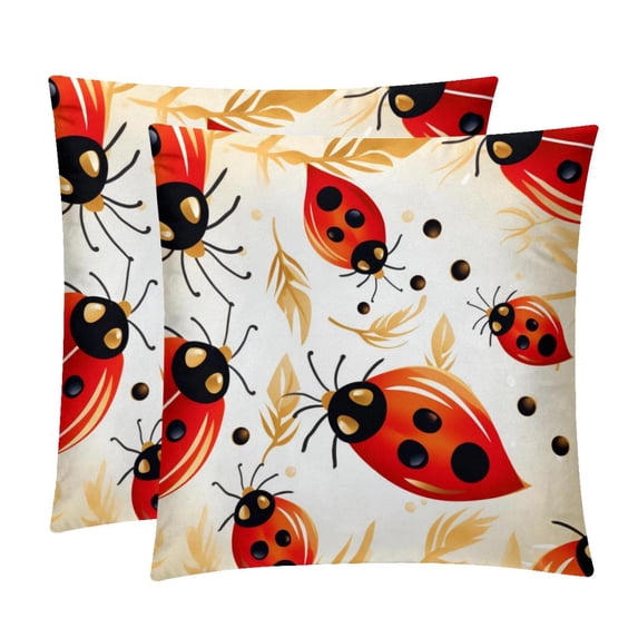 Seven Starred Iadybird Luxurious Velvet Pillows Covers Set of 2 for Throw Pillow or Bed Pillow, Unique Patterns, 16x16 18x18 20x20 Inches,for Various Occasions