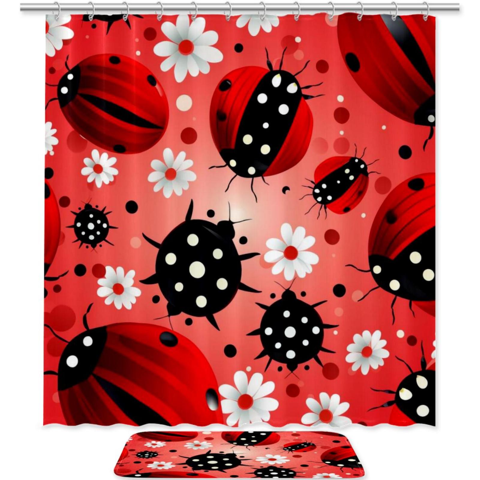 seven-starred-iadybird-pongee-shower-curtain-and-polyester-floor-mat