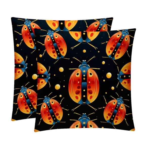 Seven Starred Iadybird Set of 2 Velvet Throw Pillow with Unique Patterns - 16x16, 18x18, 20x20 Inches for Various Occasions - Pillows Covers Throw Pillow Inserts Pillow Inserts