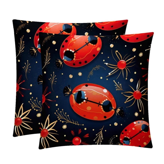 Seven Starred Iadybird Stunning Velvet Throw Pillow Covers with Unique Patterns - Set of 2, 16x16, 18x18, 20x20 Inches for Home Decor and Gifting