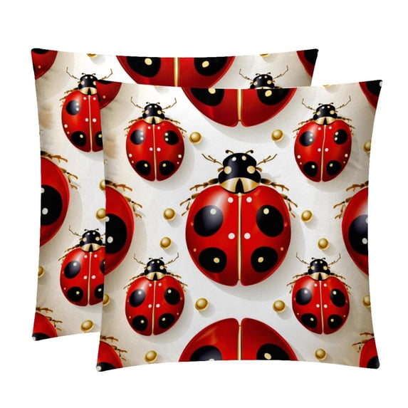Seven Starred Iadybird Throw Pillow - Velvet Pillow Inserts Covers with Unique Patterns - Set of 2 - Available in 16x16, 18x18, 20x20 Inches for Various Occasions