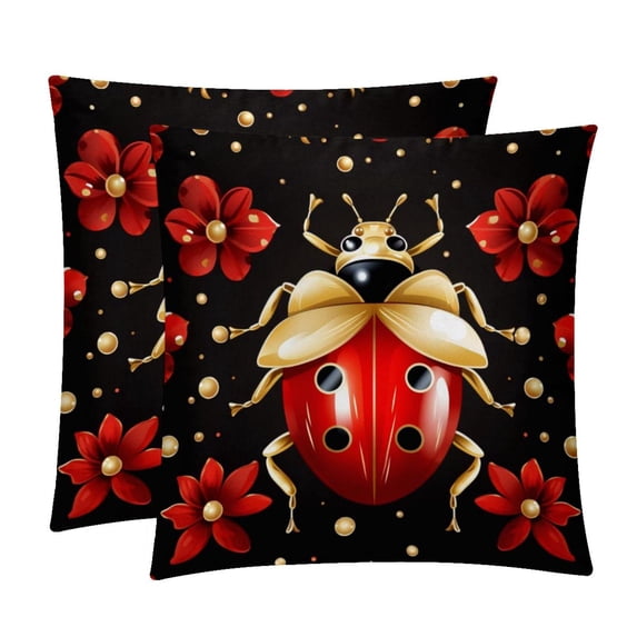 Seven Starred Iadybird with Unique Patterns - Set of 2 for Pillows Covers - Available in 16x16, 18x18, 20x20 Inches - Great for Throw Pillow Covers - Versatile for Various Occasions