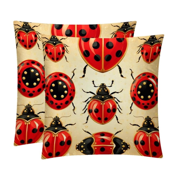 Seven Starred Iadybird Velvet Bed Pillow Set with Unique Patterns in Sizes 16x16, 18x18, and 20x20 Inches - Includes 2 Chair Pillow Covers,Bed Pillow for Any Occasion