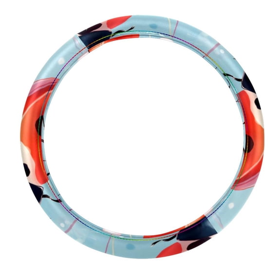 Seven Starred Ladybird 14.5 Inch Printing PVC Leather Steering Wheel Covers Auto Accessories, Car Wheel Cover