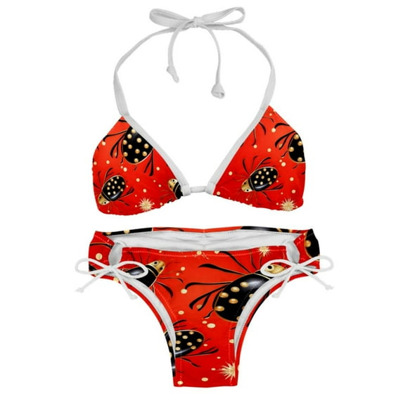 Seven Starred Ladybird Detachable Sponge Adjustable Strap Bikini Set Two-Pack, Ideal for Beach and Pool Parties