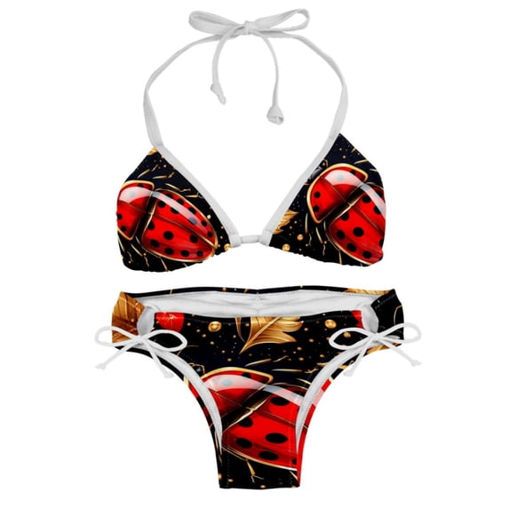 Seven Starred Ladybird Detachable Sponge Adjustable Strap Bikini Set Two-Pack, Ideal for Beach and Pool Parties