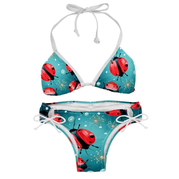 Seven Starred Ladybird Detachable Sponge Bikini Set | Adjustable Strap One-Piece Swimsuits, Two-Pack