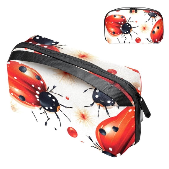 Seven Starred Ladybird Digital Bag with Oxford Fabric, Waterproof and Protective, 5.9x9.44x3.14 in, for Hard Drive Bags, Storage Box, Cord Travel Organizer, Cable Organizer Bag
